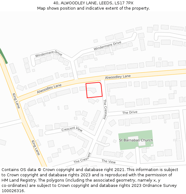 40, ALWOODLEY LANE, LEEDS, LS17 7PX: Location map and indicative extent of plot