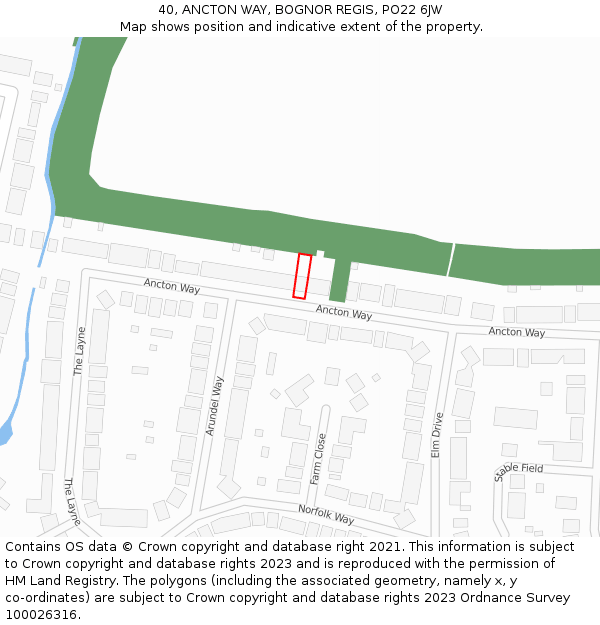 40, ANCTON WAY, BOGNOR REGIS, PO22 6JW: Location map and indicative extent of plot