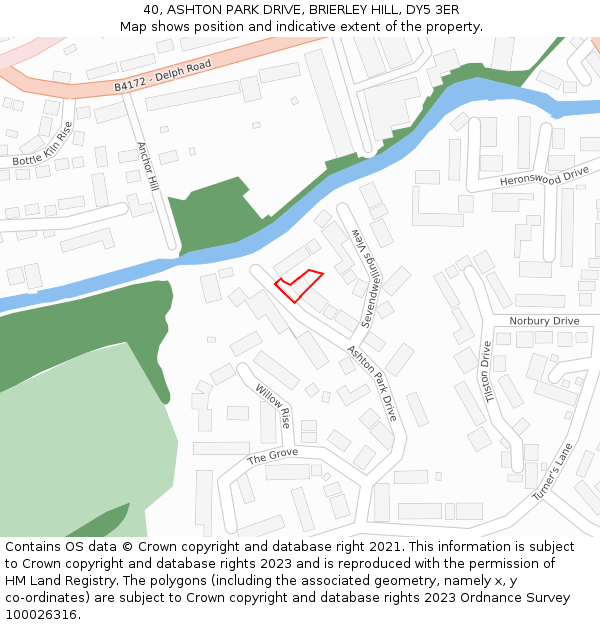 40, ASHTON PARK DRIVE, BRIERLEY HILL, DY5 3ER: Location map and indicative extent of plot