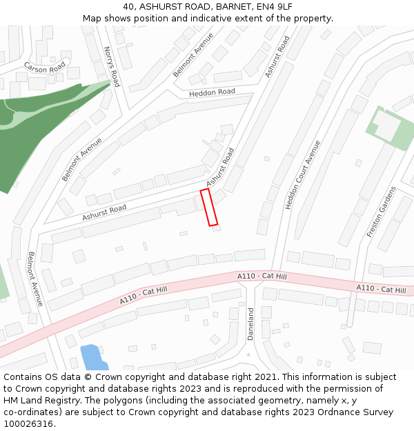 40, ASHURST ROAD, BARNET, EN4 9LF: Location map and indicative extent of plot