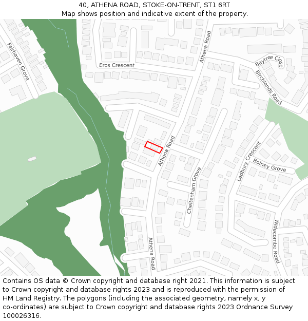 40, ATHENA ROAD, STOKE-ON-TRENT, ST1 6RT: Location map and indicative extent of plot