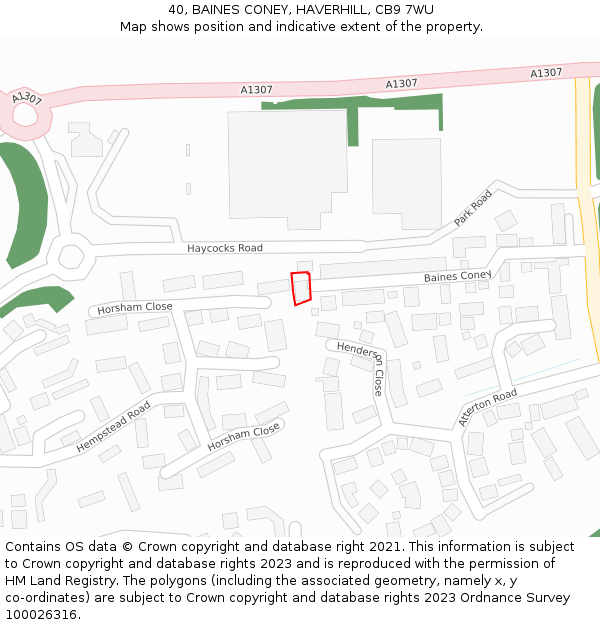 40, BAINES CONEY, HAVERHILL, CB9 7WU: Location map and indicative extent of plot