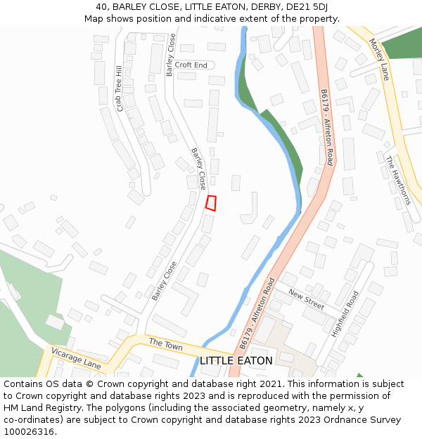 40, BARLEY CLOSE, LITTLE EATON, DERBY, DE21 5DJ: Location map and indicative extent of plot