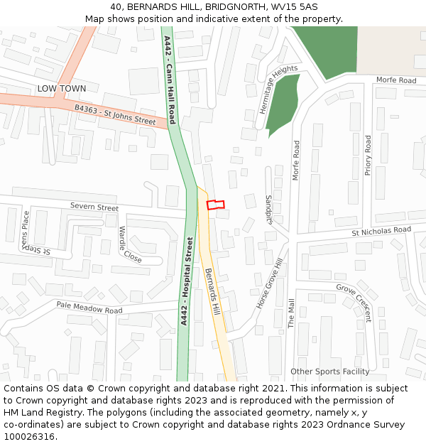 40, BERNARDS HILL, BRIDGNORTH, WV15 5AS: Location map and indicative extent of plot