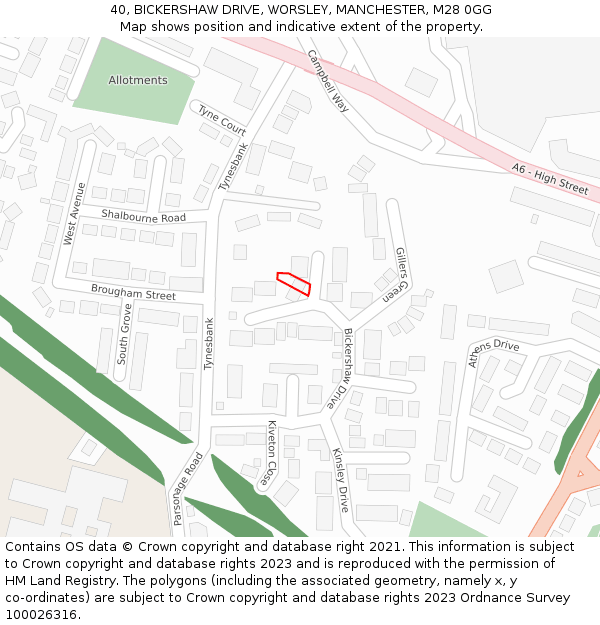 40, BICKERSHAW DRIVE, WORSLEY, MANCHESTER, M28 0GG: Location map and indicative extent of plot