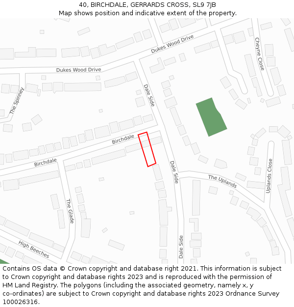 40, BIRCHDALE, GERRARDS CROSS, SL9 7JB: Location map and indicative extent of plot