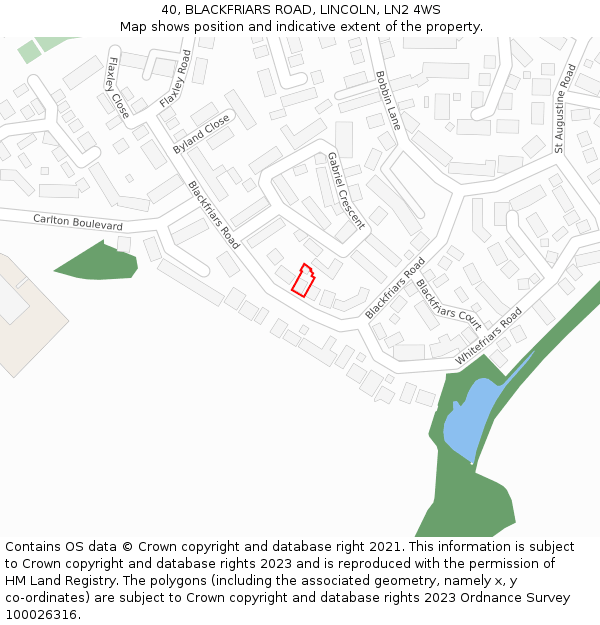 40, BLACKFRIARS ROAD, LINCOLN, LN2 4WS: Location map and indicative extent of plot