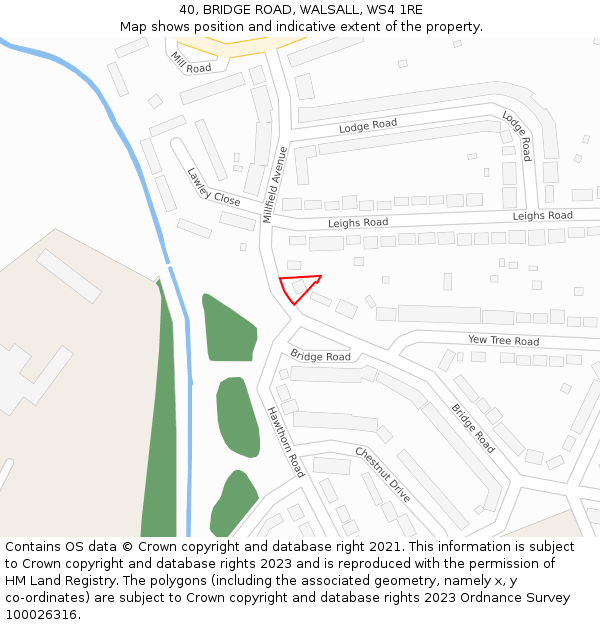 40, BRIDGE ROAD, WALSALL, WS4 1RE: Location map and indicative extent of plot
