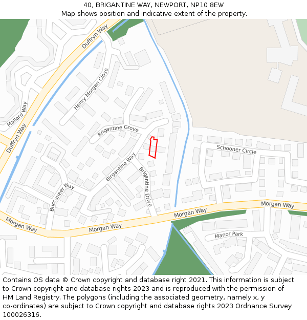 40, BRIGANTINE WAY, NEWPORT, NP10 8EW: Location map and indicative extent of plot