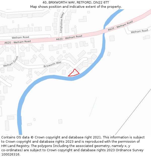 40, BRIXWORTH WAY, RETFORD, DN22 6TT: Location map and indicative extent of plot