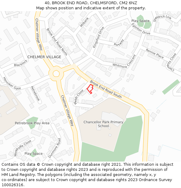 40, BROOK END ROAD, CHELMSFORD, CM2 6NZ: Location map and indicative extent of plot