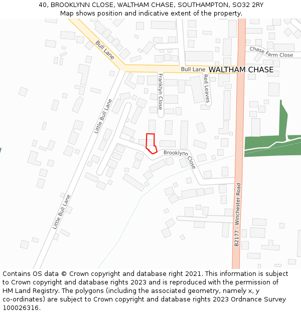 40, BROOKLYNN CLOSE, WALTHAM CHASE, SOUTHAMPTON, SO32 2RY: Location map and indicative extent of plot