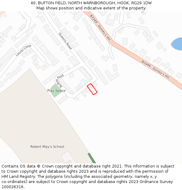 40, BUFTON FIELD, NORTH WARNBOROUGH, HOOK, RG29 1DW: Location map and indicative extent of plot