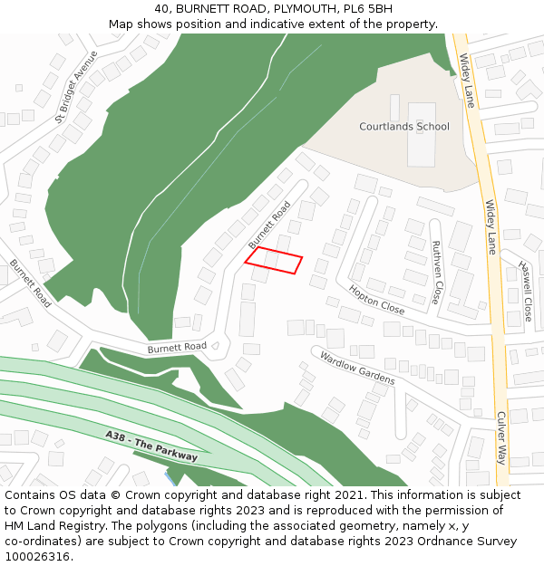 40, BURNETT ROAD, PLYMOUTH, PL6 5BH: Location map and indicative extent of plot