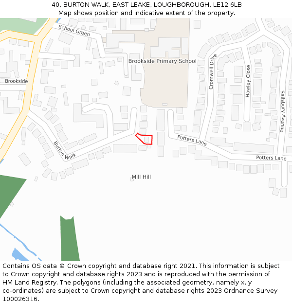 40, BURTON WALK, EAST LEAKE, LOUGHBOROUGH, LE12 6LB: Location map and indicative extent of plot