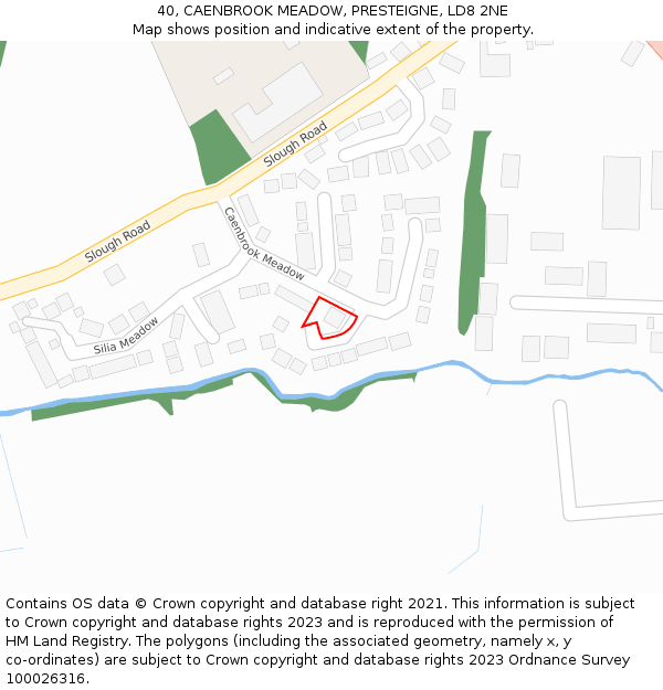 40, CAENBROOK MEADOW, PRESTEIGNE, LD8 2NE: Location map and indicative extent of plot
