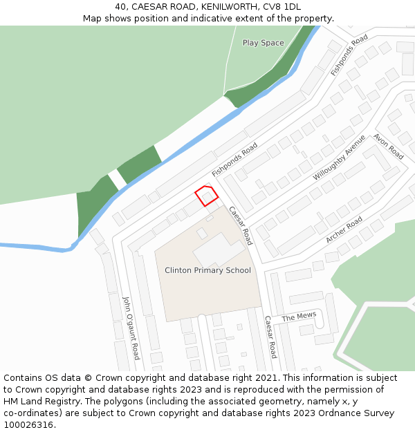 40, CAESAR ROAD, KENILWORTH, CV8 1DL: Location map and indicative extent of plot