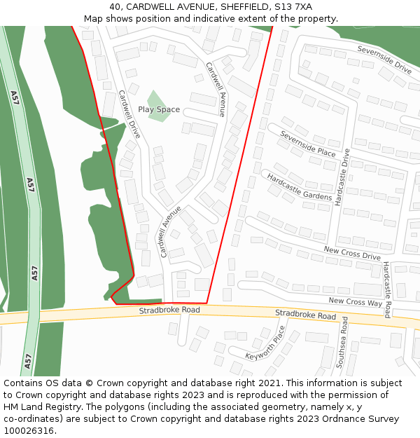 40, CARDWELL AVENUE, SHEFFIELD, S13 7XA: Location map and indicative extent of plot