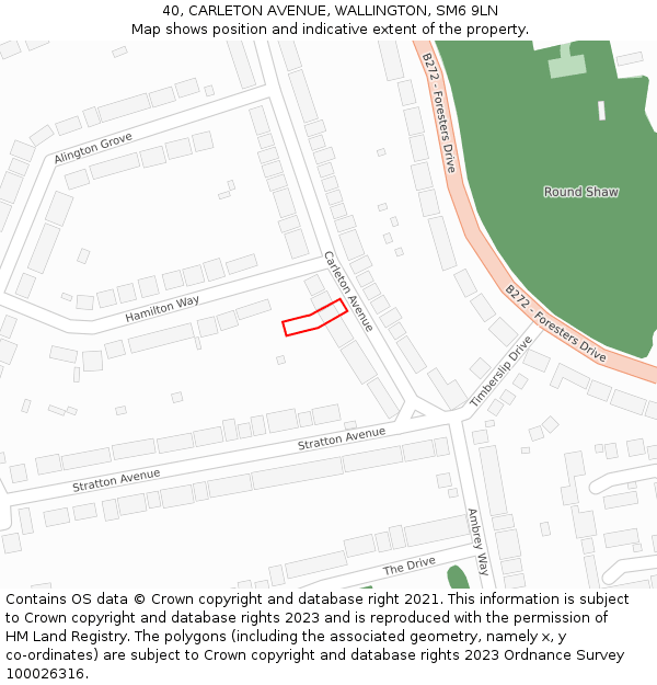 40, CARLETON AVENUE, WALLINGTON, SM6 9LN: Location map and indicative extent of plot