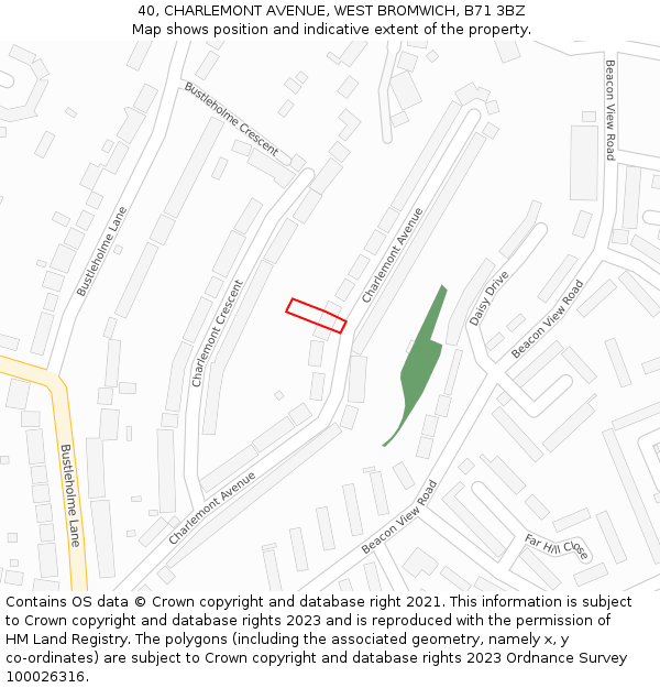 40, CHARLEMONT AVENUE, WEST BROMWICH, B71 3BZ: Location map and indicative extent of plot