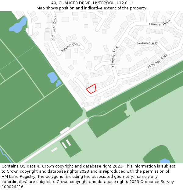 40, CHAUCER DRIVE, LIVERPOOL, L12 0LH: Location map and indicative extent of plot