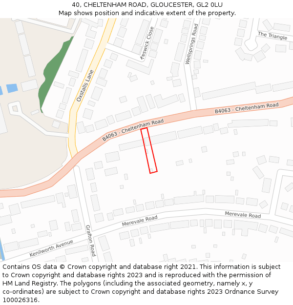 40, CHELTENHAM ROAD, GLOUCESTER, GL2 0LU: Location map and indicative extent of plot