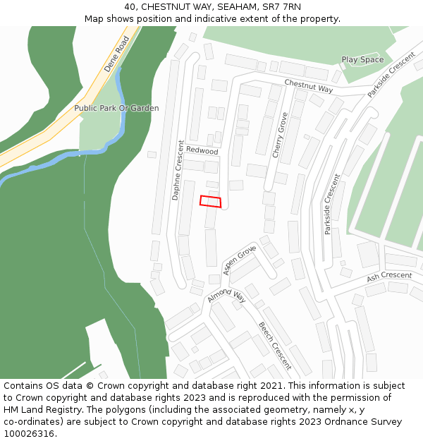 40, CHESTNUT WAY, SEAHAM, SR7 7RN: Location map and indicative extent of plot