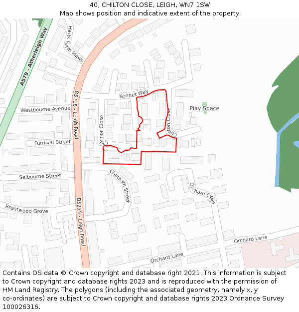 40, CHILTON CLOSE, LEIGH, WN7 1SW: Location map and indicative extent of plot