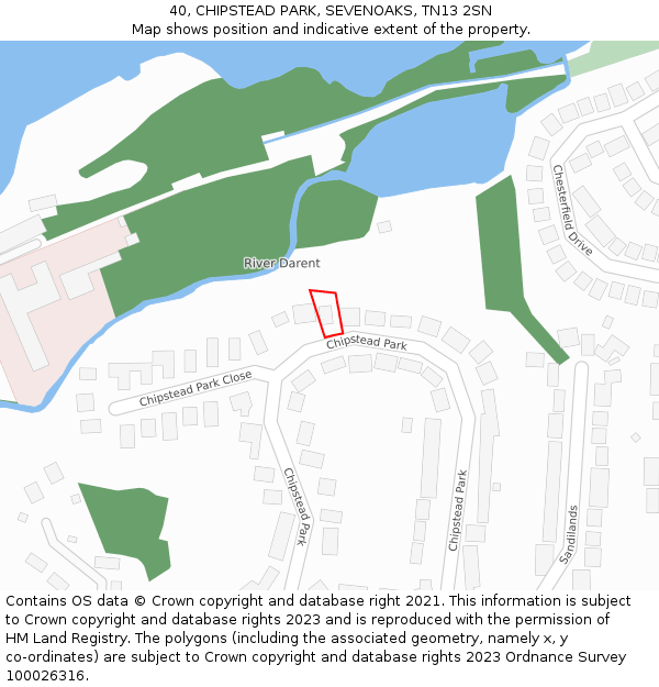 40, CHIPSTEAD PARK, SEVENOAKS, TN13 2SN: Location map and indicative extent of plot