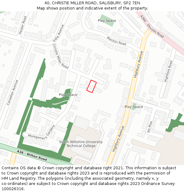 40, CHRISTIE MILLER ROAD, SALISBURY, SP2 7EN: Location map and indicative extent of plot