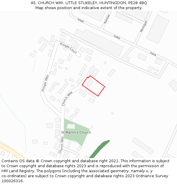 40, CHURCH WAY, LITTLE STUKELEY, HUNTINGDON, PE28 4BQ: Location map and indicative extent of plot