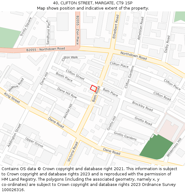 40, CLIFTON STREET, MARGATE, CT9 1SP: Location map and indicative extent of plot