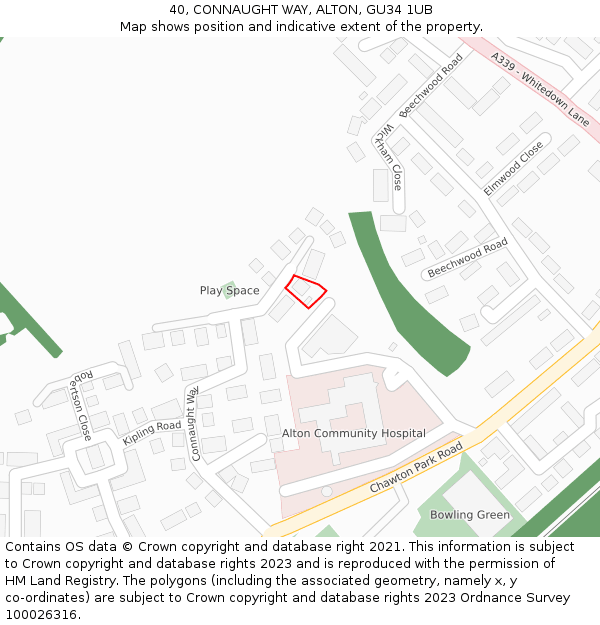 40, CONNAUGHT WAY, ALTON, GU34 1UB: Location map and indicative extent of plot