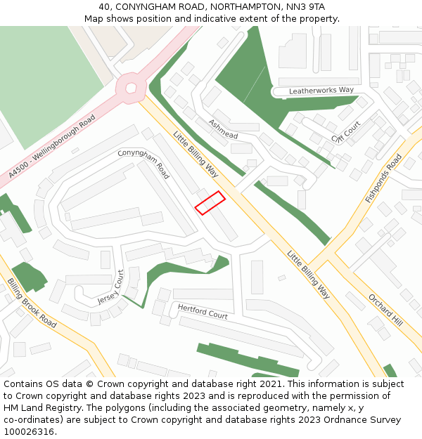40, CONYNGHAM ROAD, NORTHAMPTON, NN3 9TA: Location map and indicative extent of plot