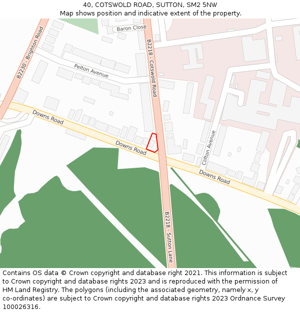 40, COTSWOLD ROAD, SUTTON, SM2 5NW: Location map and indicative extent of plot