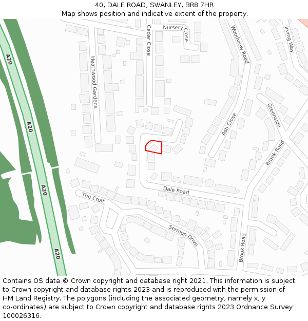 40, DALE ROAD, SWANLEY, BR8 7HR: Location map and indicative extent of plot