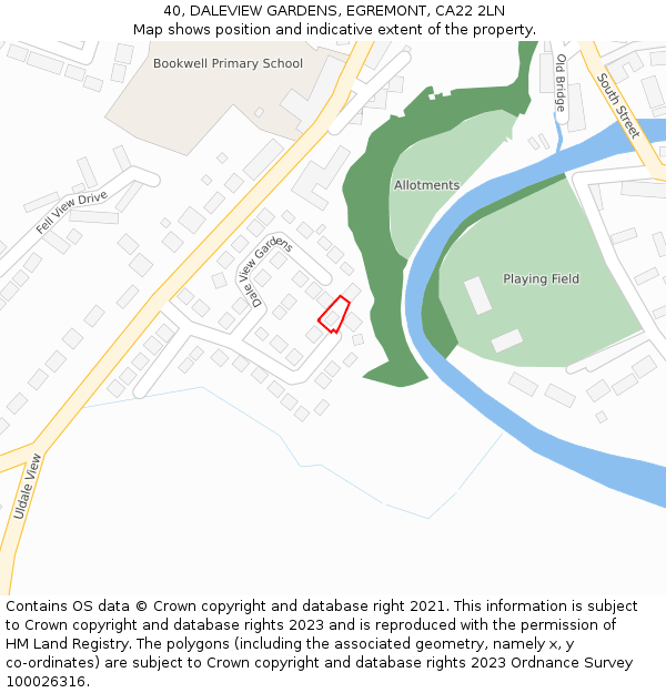 40, DALEVIEW GARDENS, EGREMONT, CA22 2LN: Location map and indicative extent of plot