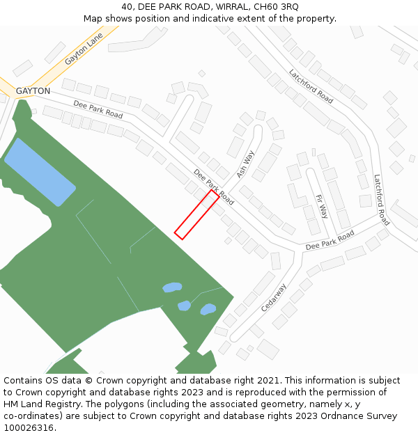 40, DEE PARK ROAD, WIRRAL, CH60 3RQ: Location map and indicative extent of plot