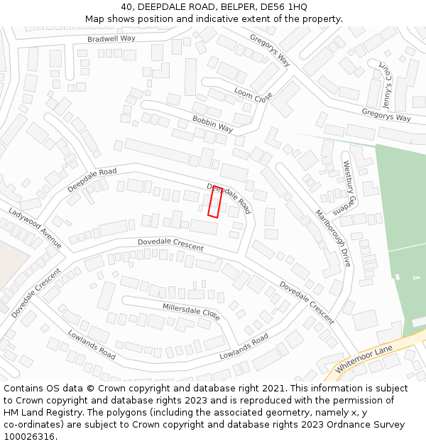 40, DEEPDALE ROAD, BELPER, DE56 1HQ: Location map and indicative extent of plot