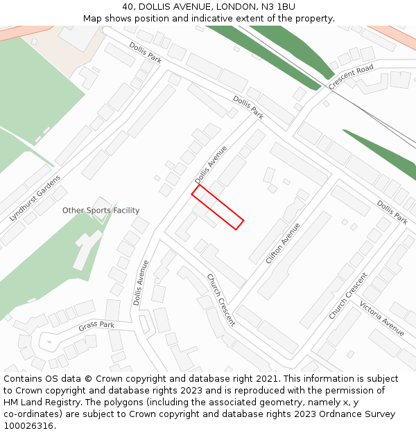 40, DOLLIS AVENUE, LONDON, N3 1BU: Location map and indicative extent of plot