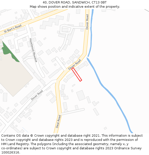 40, DOVER ROAD, SANDWICH, CT13 0BT: Location map and indicative extent of plot