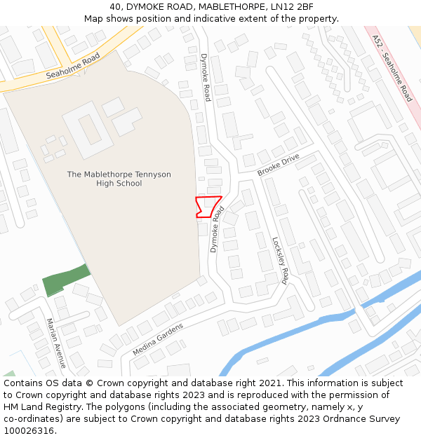 40, DYMOKE ROAD, MABLETHORPE, LN12 2BF: Location map and indicative extent of plot