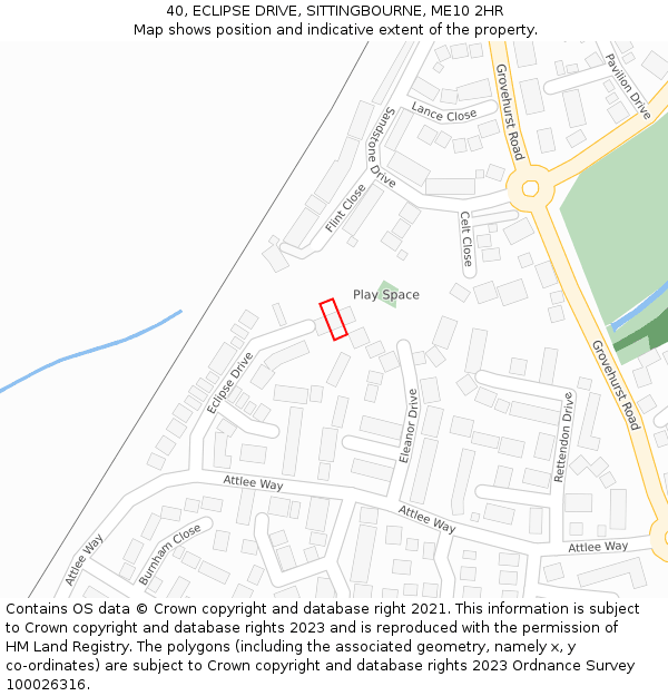 40, ECLIPSE DRIVE, SITTINGBOURNE, ME10 2HR: Location map and indicative extent of plot