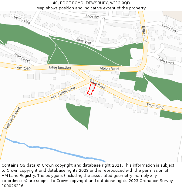 40, EDGE ROAD, DEWSBURY, WF12 0QD: Location map and indicative extent of plot