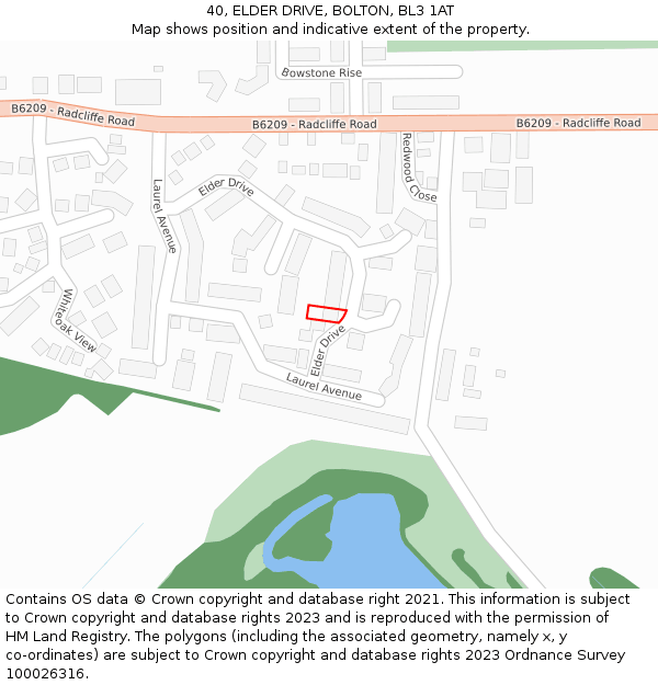 40, ELDER DRIVE, BOLTON, BL3 1AT: Location map and indicative extent of plot