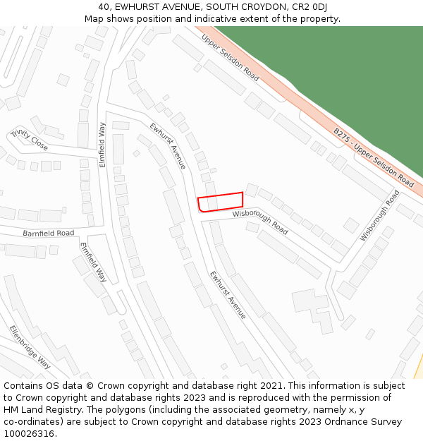 40, EWHURST AVENUE, SOUTH CROYDON, CR2 0DJ: Location map and indicative extent of plot