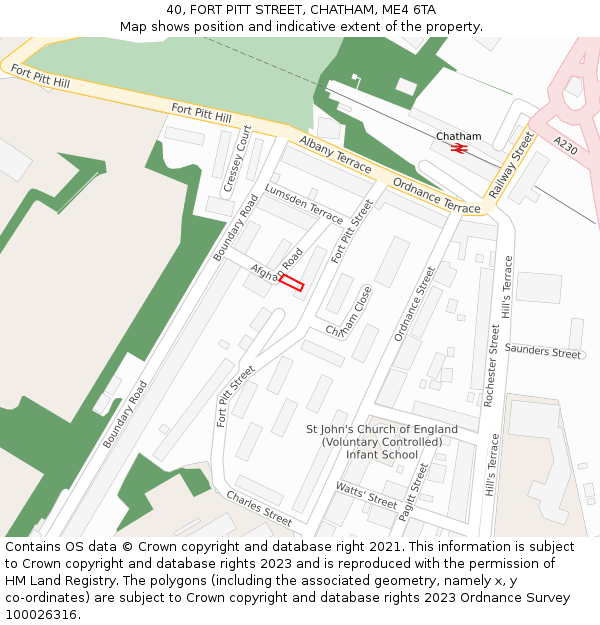 40, FORT PITT STREET, CHATHAM, ME4 6TA: Location map and indicative extent of plot