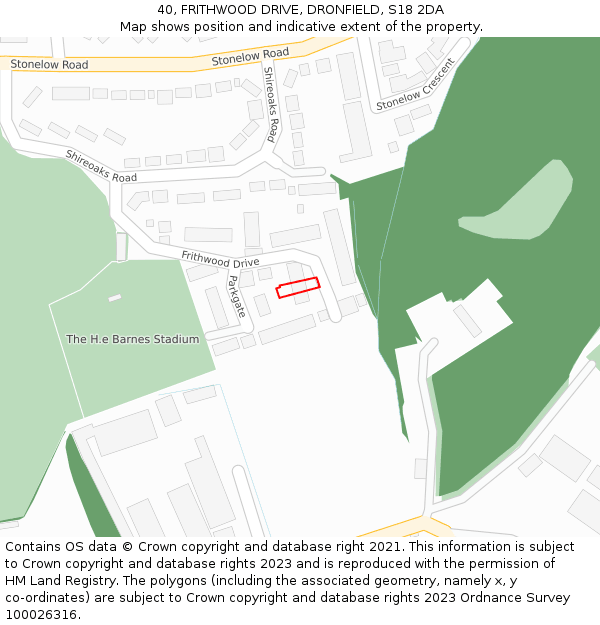 40, FRITHWOOD DRIVE, DRONFIELD, S18 2DA: Location map and indicative extent of plot