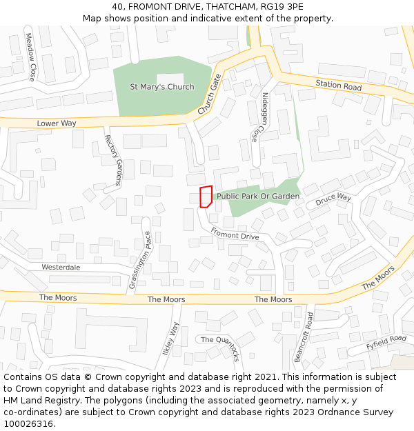 40, FROMONT DRIVE, THATCHAM, RG19 3PE: Location map and indicative extent of plot