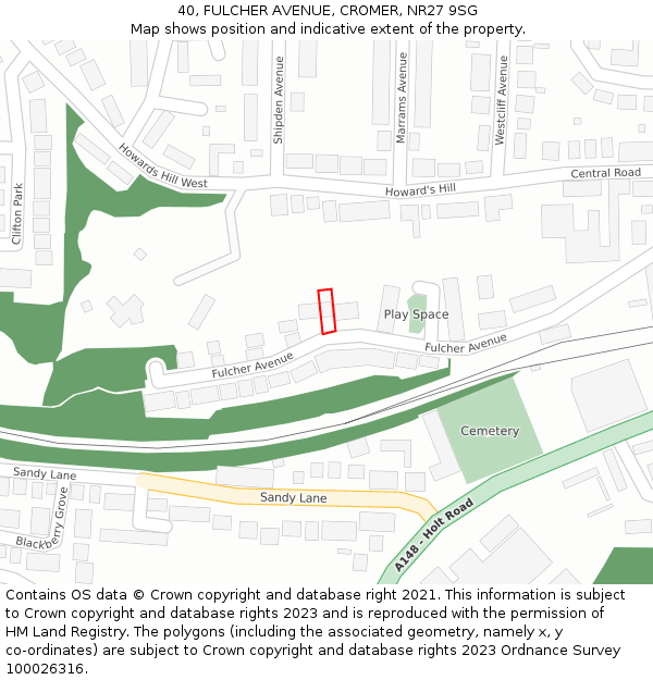 40, FULCHER AVENUE, CROMER, NR27 9SG: Location map and indicative extent of plot